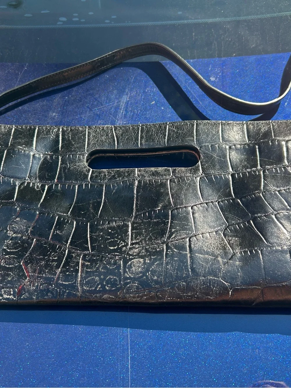 🖤 MICHAEL KORS Black Croc-Embossed Leather Clutch 🖤